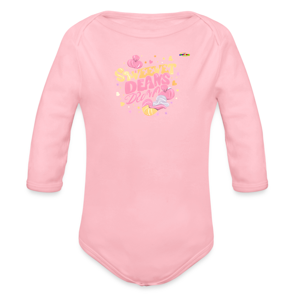 Cute Sweet Dreams Logo Organic Long Sleeve Baby Bodysuit-My Bright Side Clothing - light pink