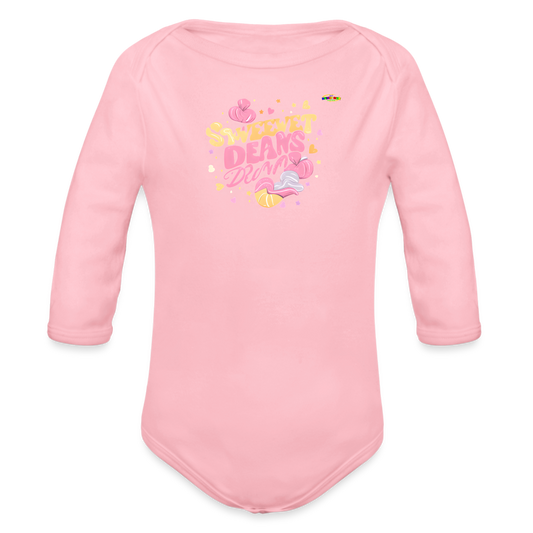 Cute Sweet Dreams Logo Organic Long Sleeve Baby Bodysuit-My Bright Side Clothing - light pink