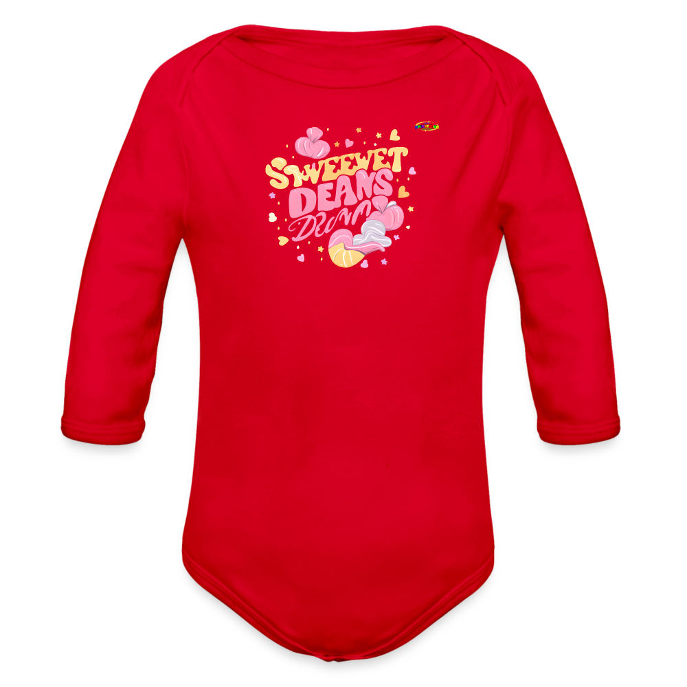 Cute Sweet Dreams Logo Organic Long Sleeve Baby Bodysuit-My Bright Side Clothing - red