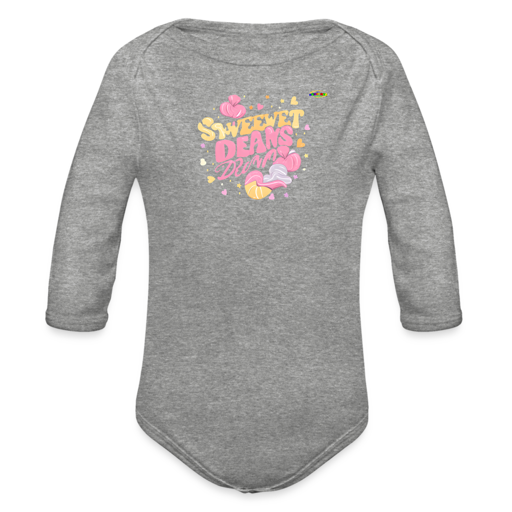 Cute Sweet Dreams Logo Organic Long Sleeve Baby Bodysuit-My Bright Side Clothing - heather grey