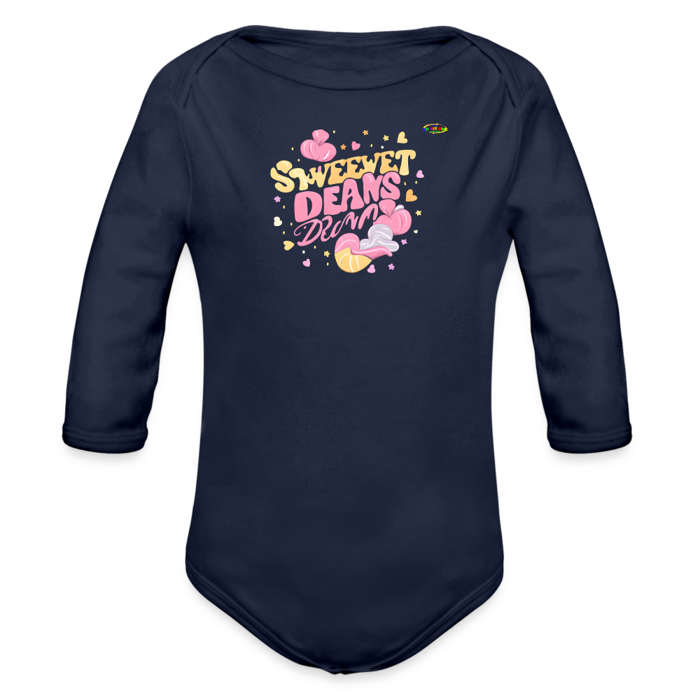 Cute Sweet Dreams Logo Organic Long Sleeve Baby Bodysuit-My Bright Side Clothing - dark navy