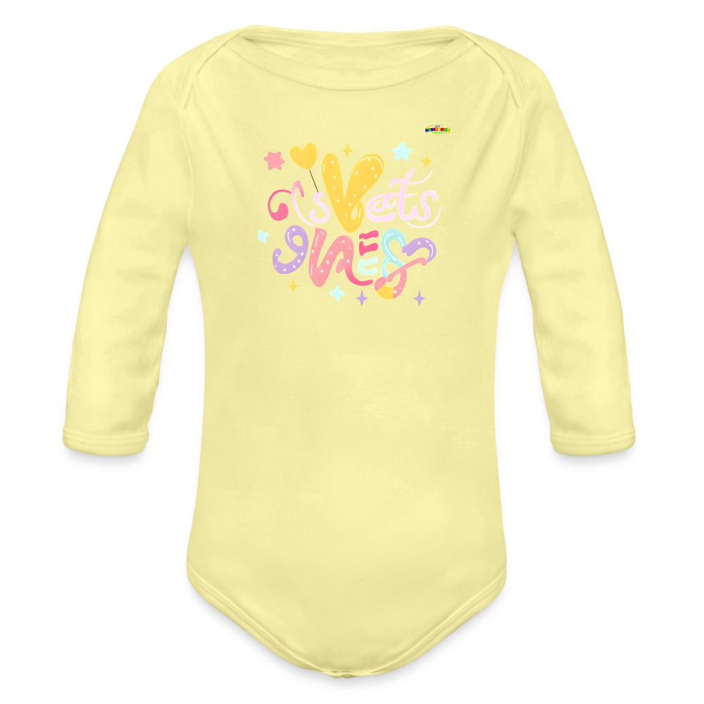 Cute Sweet Dreams Baby Logo Organic Long Sleeve Baby Bodysuit-My Bright Side Clothing - washed yellow