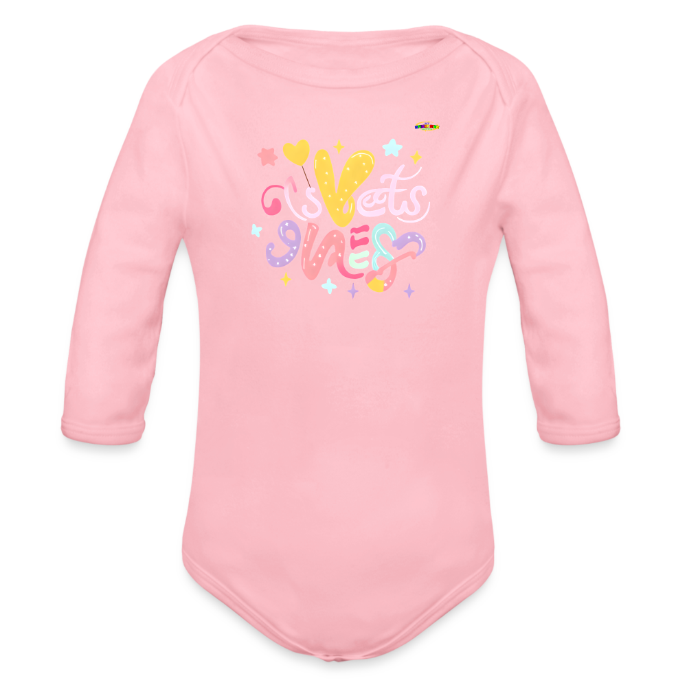 Cute Sweet Dreams Baby Logo Organic Long Sleeve Baby Bodysuit-My Bright Side Clothing - light pink