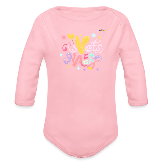 Cute Sweet Dreams Baby Logo Organic Long Sleeve Baby Bodysuit-My Bright Side Clothing - light pink