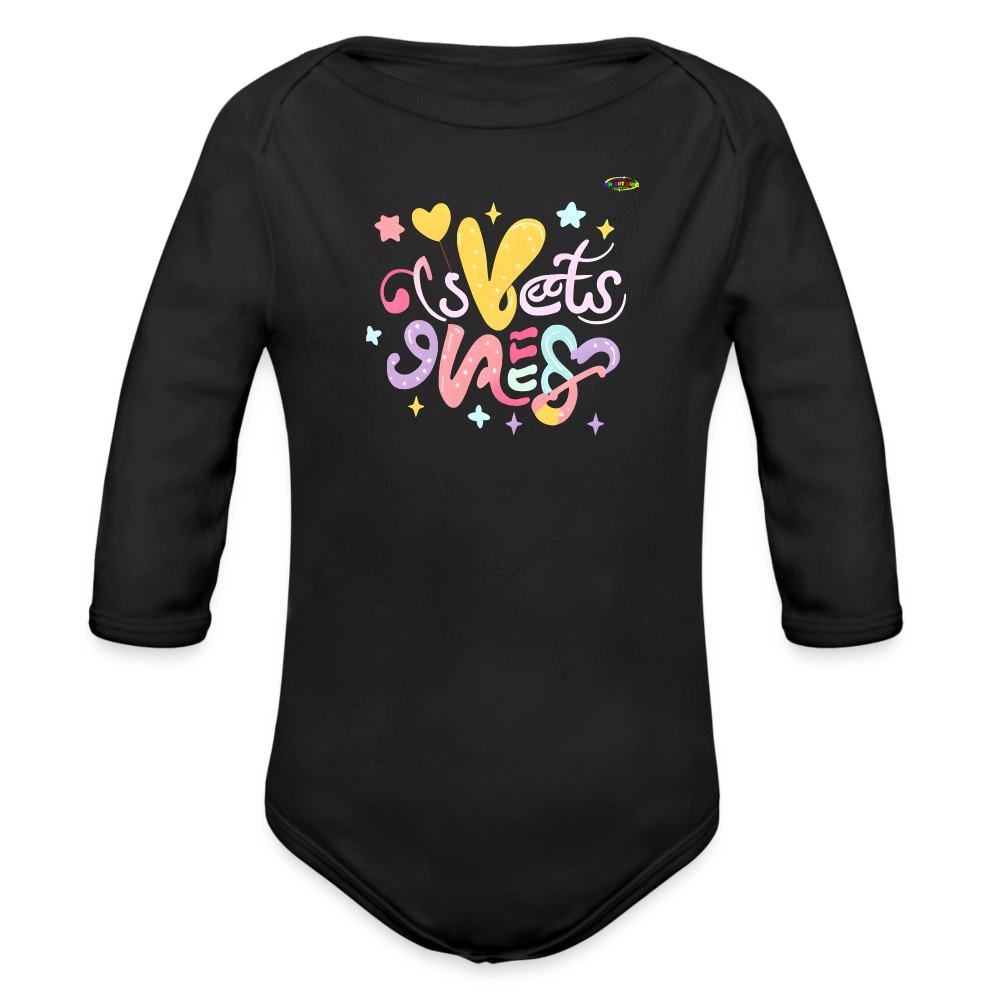 Cute Sweet Dreams Baby Logo Organic Long Sleeve Baby Bodysuit-My Bright Side Clothing - black