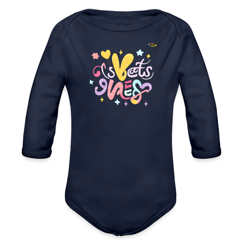 Cute Sweet Dreams Baby Logo Organic Long Sleeve Baby Bodysuit-My Bright Side Clothing - dark navy