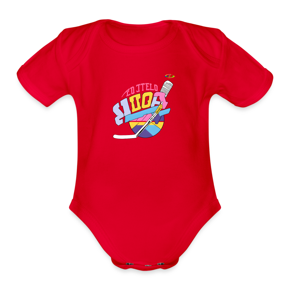 Cute Sports Baby Organic Short Sleeve Baby Bodysuit-mybrightsideclothing.com - red