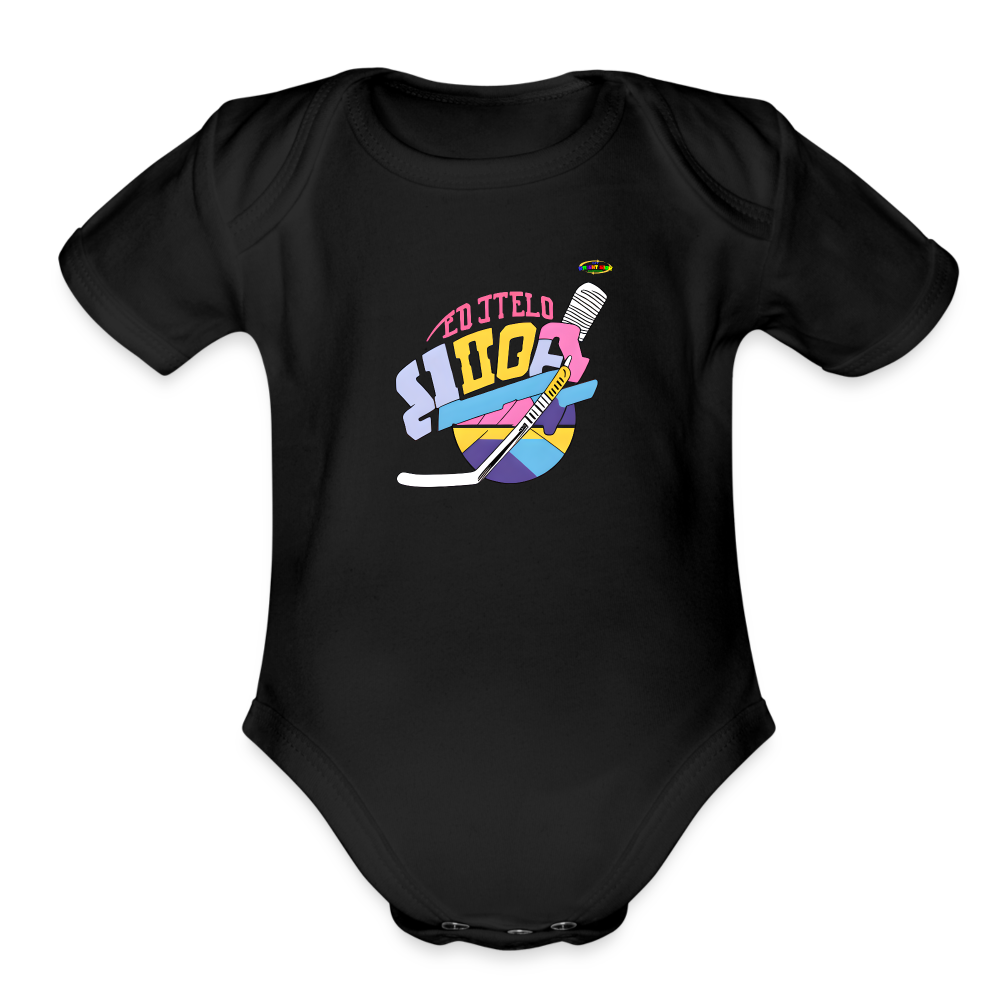 Cute Sports Baby Organic Short Sleeve Baby Bodysuit-mybrightsideclothing.com - black