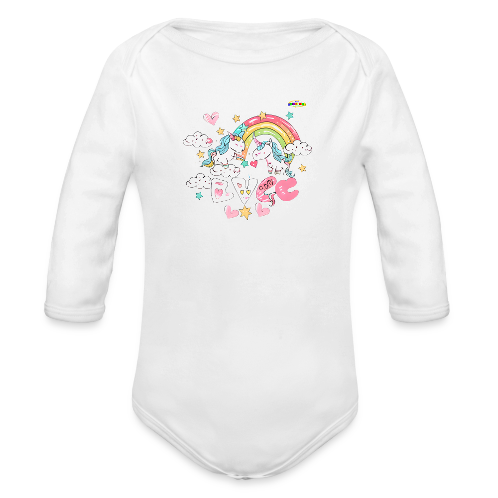 Cute my magical love Unicorn Graphic Baby Organic Long Sleeve Baby Bodysuit-mybrightsideclothing.com - white