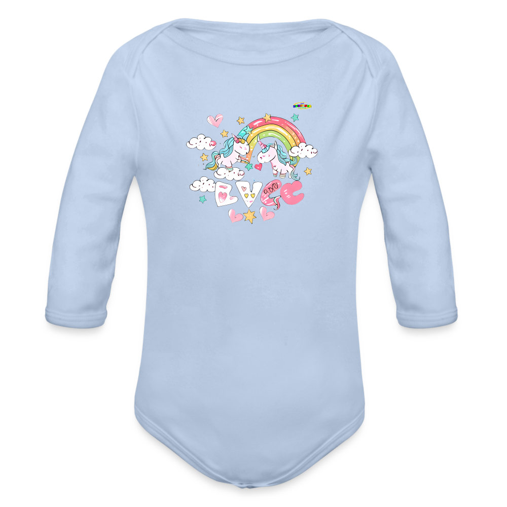 Cute my magical love Unicorn Graphic Baby Organic Long Sleeve Baby Bodysuit-mybrightsideclothing.com - sky