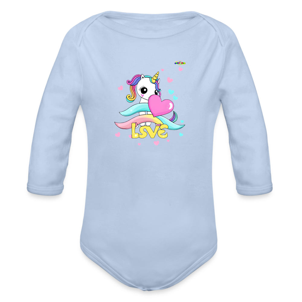 Cute my magical love Unicorn Graphic Baby Organic Long Sleeve Baby Bodysuit-mybrightsideclothing.com - sky