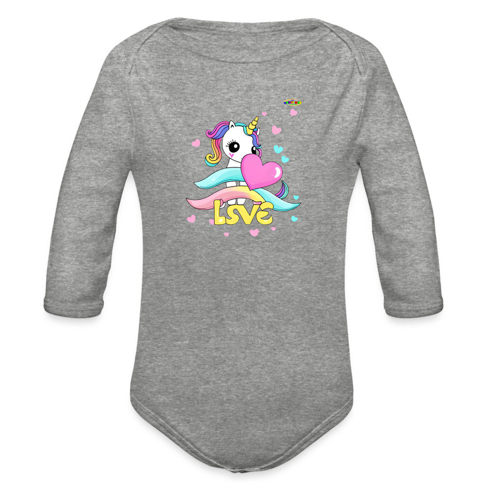 Cute my magical love Unicorn Graphic Baby Organic Long Sleeve Baby Bodysuit-mybrightsideclothing.com - heather grey