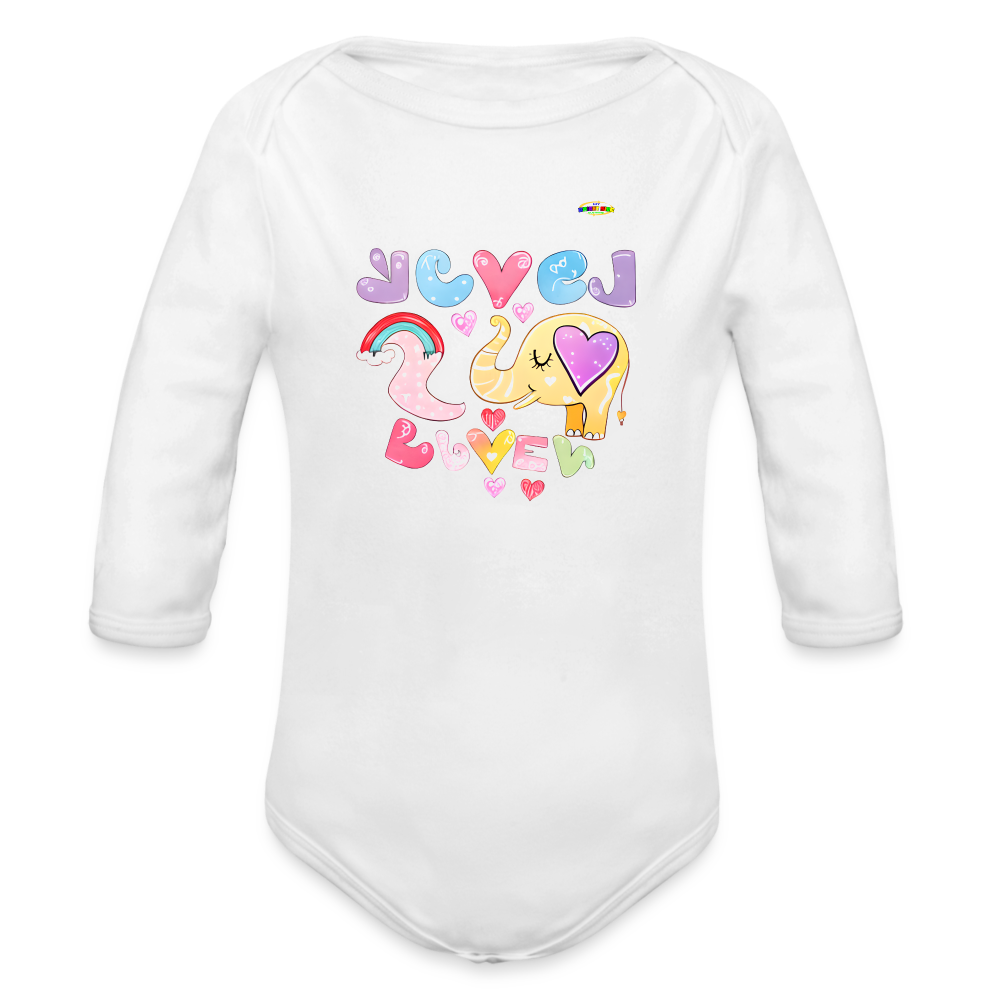 Cute Trunks of love little Elephant Graphic Baby Organic long Sleeve Baby Bodysuit-mybrightsideclothing.com - white