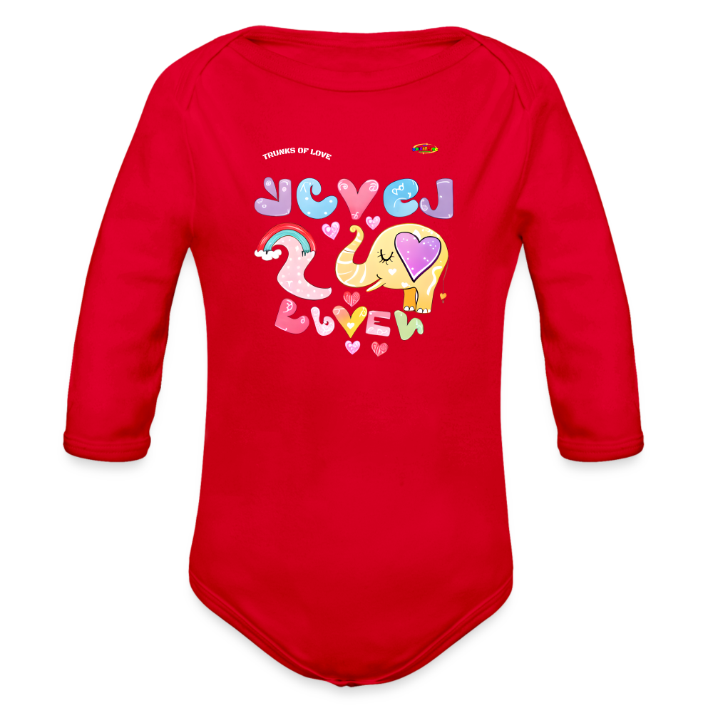 Cute Trunks of love little Elephant Graphic Baby Organic long Sleeve Baby Bodysuit-mybrightsideclothing.com - red