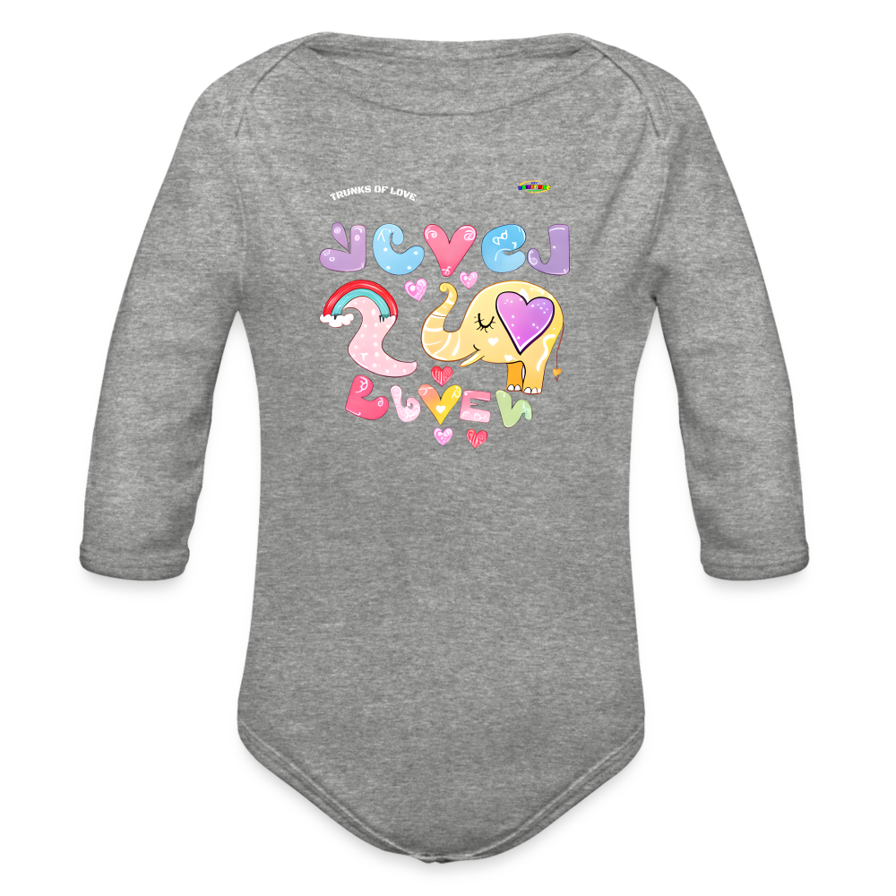 Cute Trunks of love little Elephant Graphic Baby Organic long Sleeve Baby Bodysuit-mybrightsideclothing.com - heather grey