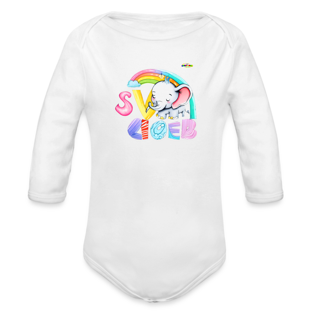 Cute Trunks of love little Elephant Graphic Baby Organic long Sleeve Baby Bodysuit-mybrightsideclothing.com - white