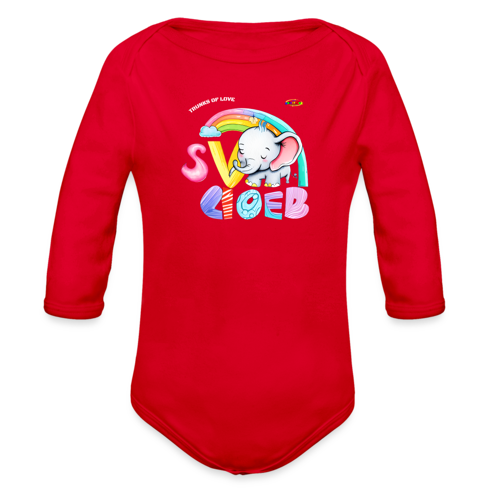 Cute Trunks of love little Elephant Graphic Baby Organic long Sleeve Baby Bodysuit-mybrightsideclothing.com - red