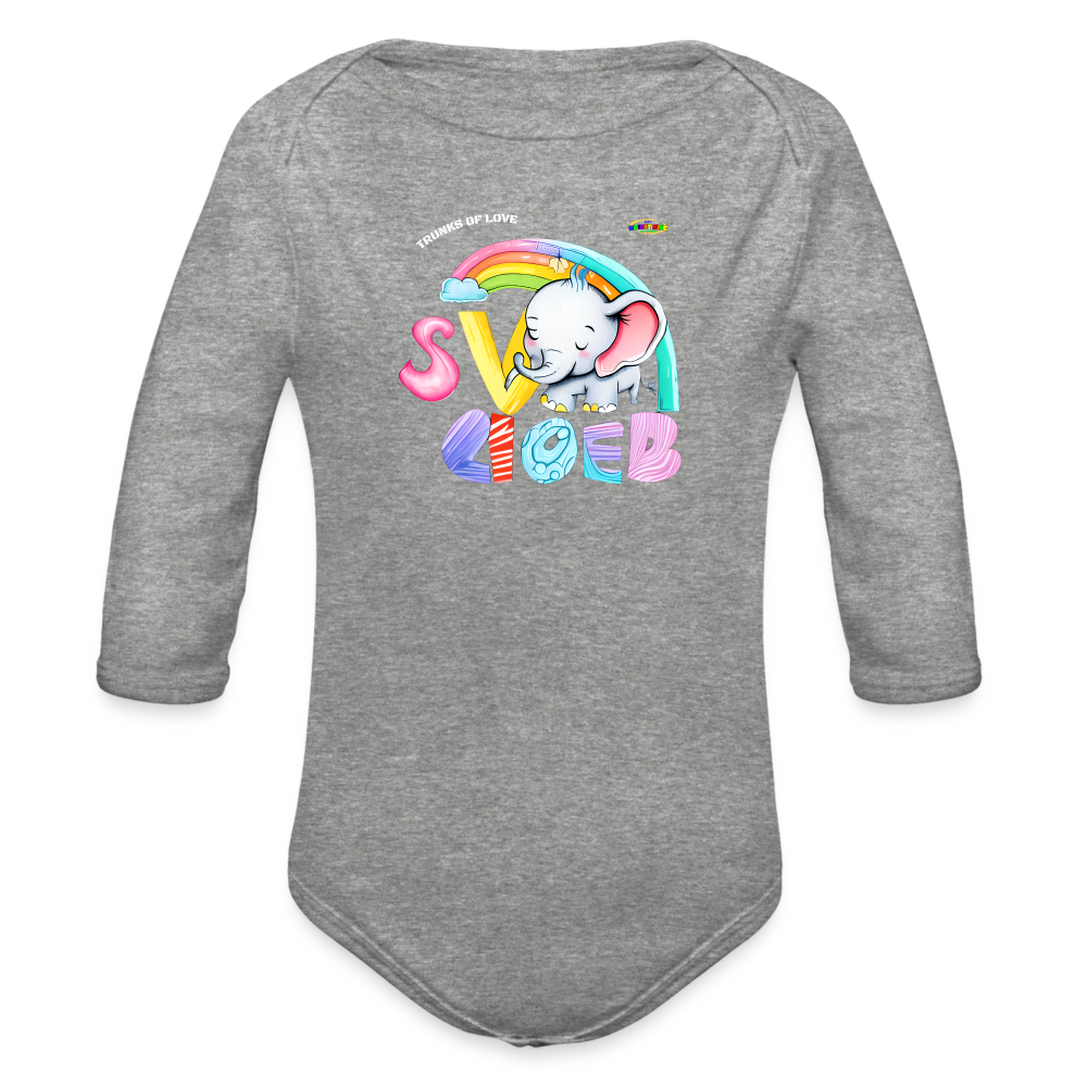 Cute Trunks of love little Elephant Graphic Baby Organic long Sleeve Baby Bodysuit-mybrightsideclothing.com - heather grey