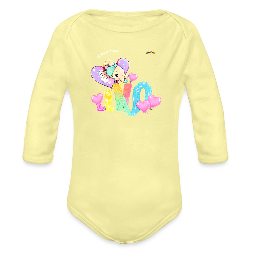 Cute Trunks of love little Elephant Graphic Baby Organic long Sleeve Baby Bodysuit-mybrightsideclothing.com - washed yellow