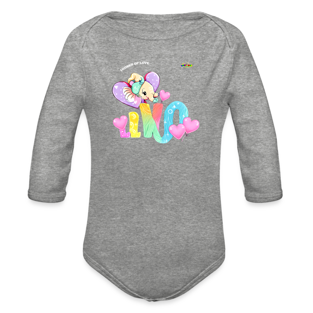 Cute Trunks of love little Elephant Graphic Baby Organic long Sleeve Baby Bodysuit-mybrightsideclothing.com - heather grey