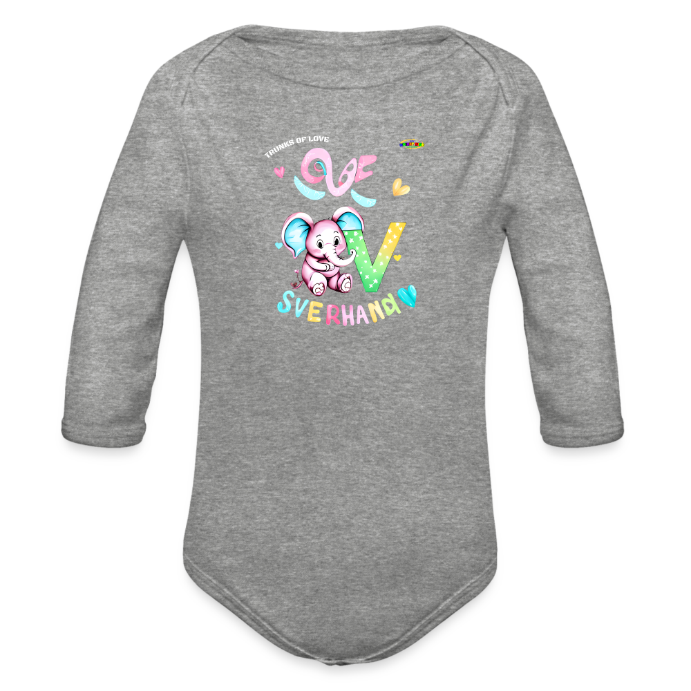 Cute Trunks of love little Elephant Graphic Baby Organic long Sleeve Baby Bodysuit-mybrightsideclothing.com - heather grey