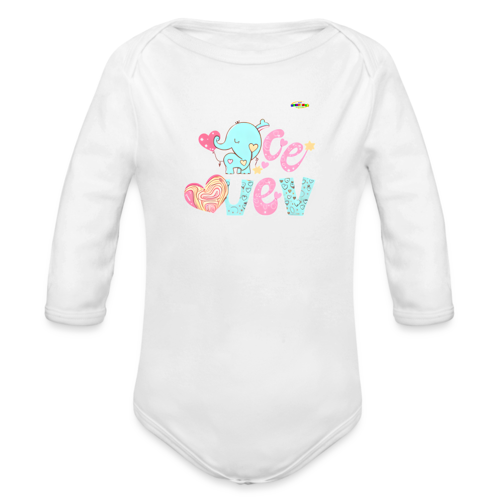 Cute Trunks of love little Elephant Graphic Baby Organic long Sleeve Baby Bodysuit-mybrightsideclothing.com - white