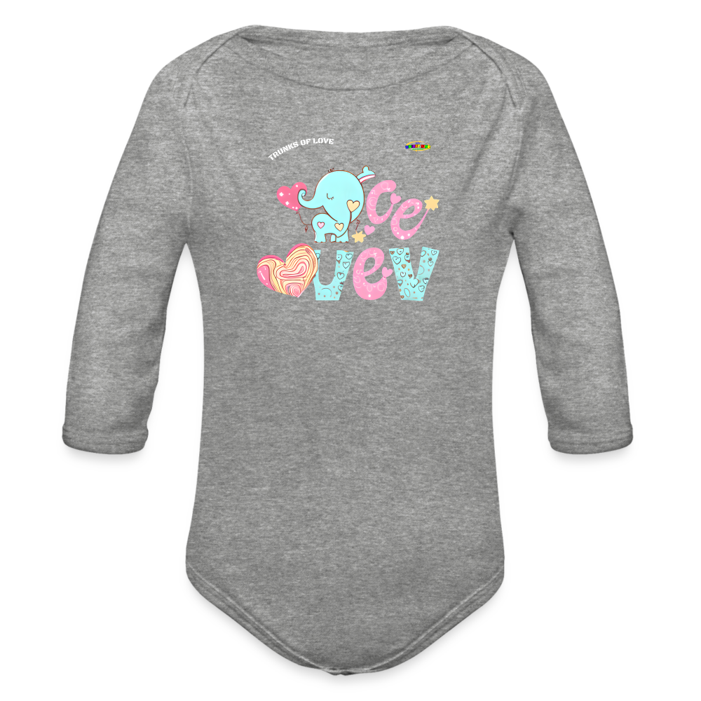 Cute Trunks of love little Elephant Graphic Baby Organic long Sleeve Baby Bodysuit-mybrightsideclothing.com - heather grey