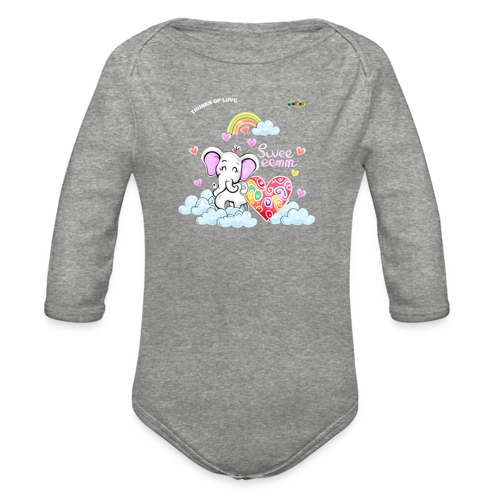 Cute Trunks of love little Elephant Graphic Baby Organic long Sleeve Baby Bodysuit-mybrightsideclothing.com - heather grey