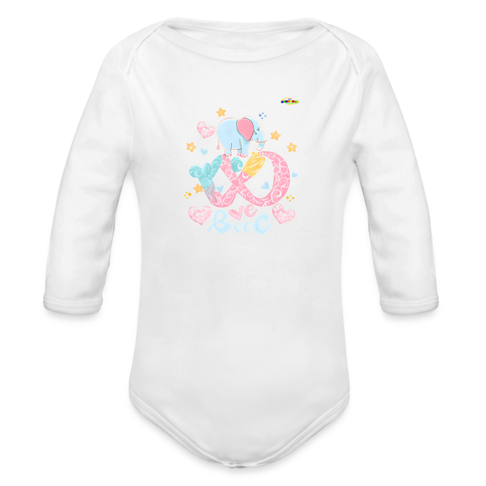 Cute Trunks of love little Elephant Graphic Baby Organic long Sleeve Baby Bodysuit-mybrightsideclothing.com - white