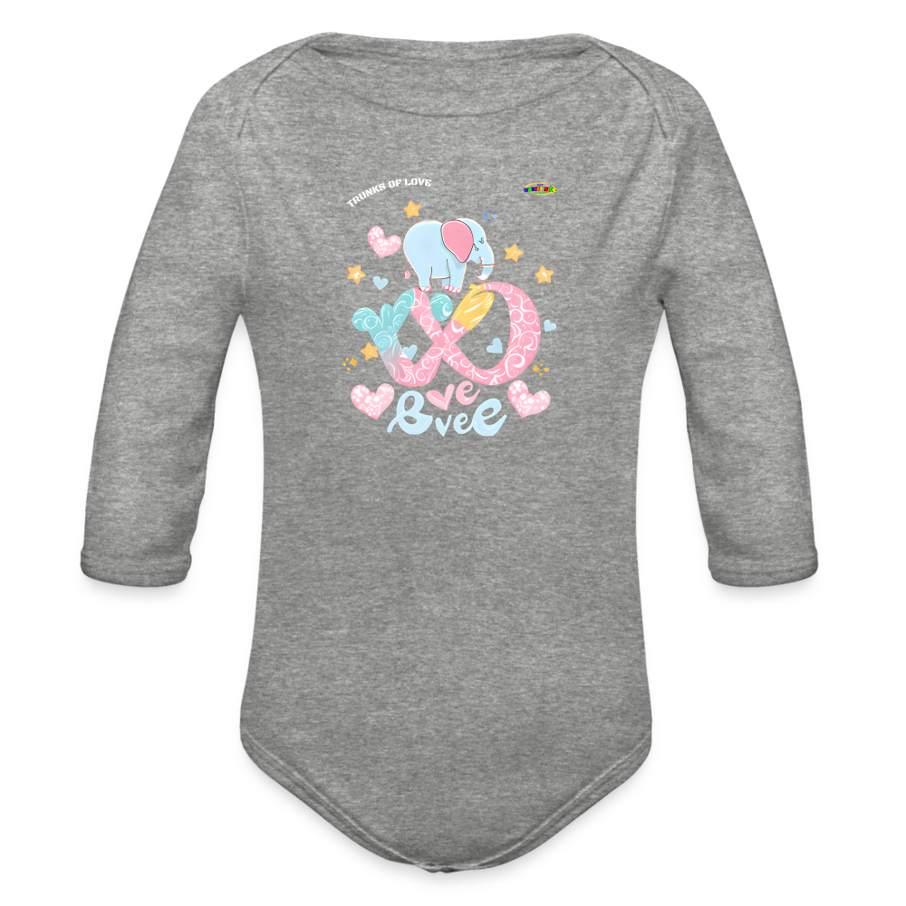 Cute Trunks of love little Elephant Graphic Baby Organic long Sleeve Baby Bodysuit-mybrightsideclothing.com - heather grey