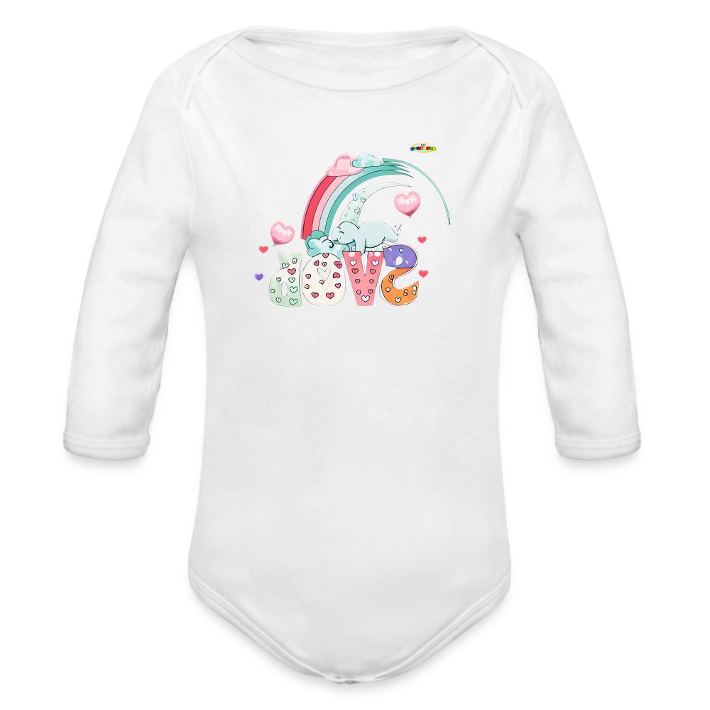 Cute Trunks of love little Elephant Graphic Baby Organic long Sleeve Baby Bodysuit-mybrightsideclothing.com - white