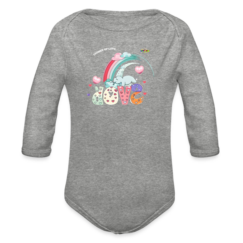 Cute Trunks of love little Elephant Graphic Baby Organic long Sleeve Baby Bodysuit-mybrightsideclothing.com - heather grey