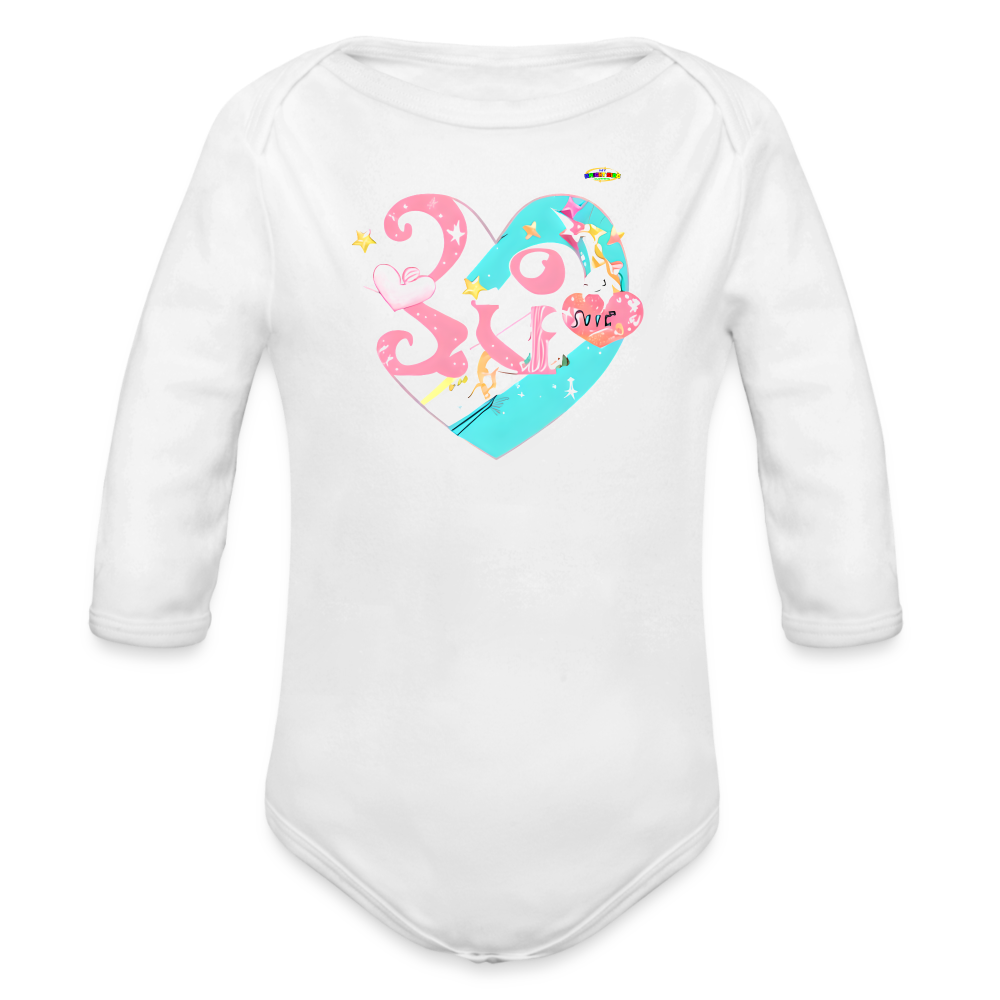 Cute Spreading Love Graphic Baby Organic long Sleeve Baby Bodysuit-mybrightsideclothing.com - white