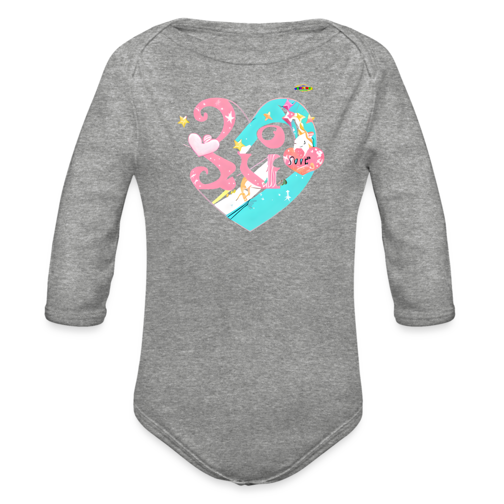 Cute Spreading Love Graphic Baby Organic long Sleeve Baby Bodysuit-mybrightsideclothing.com - heather grey