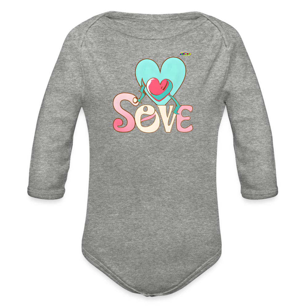 Cute Spreading Love Graphic Baby Organic long Sleeve Baby Bodysuit-mybrightsideclothing.com - heather grey