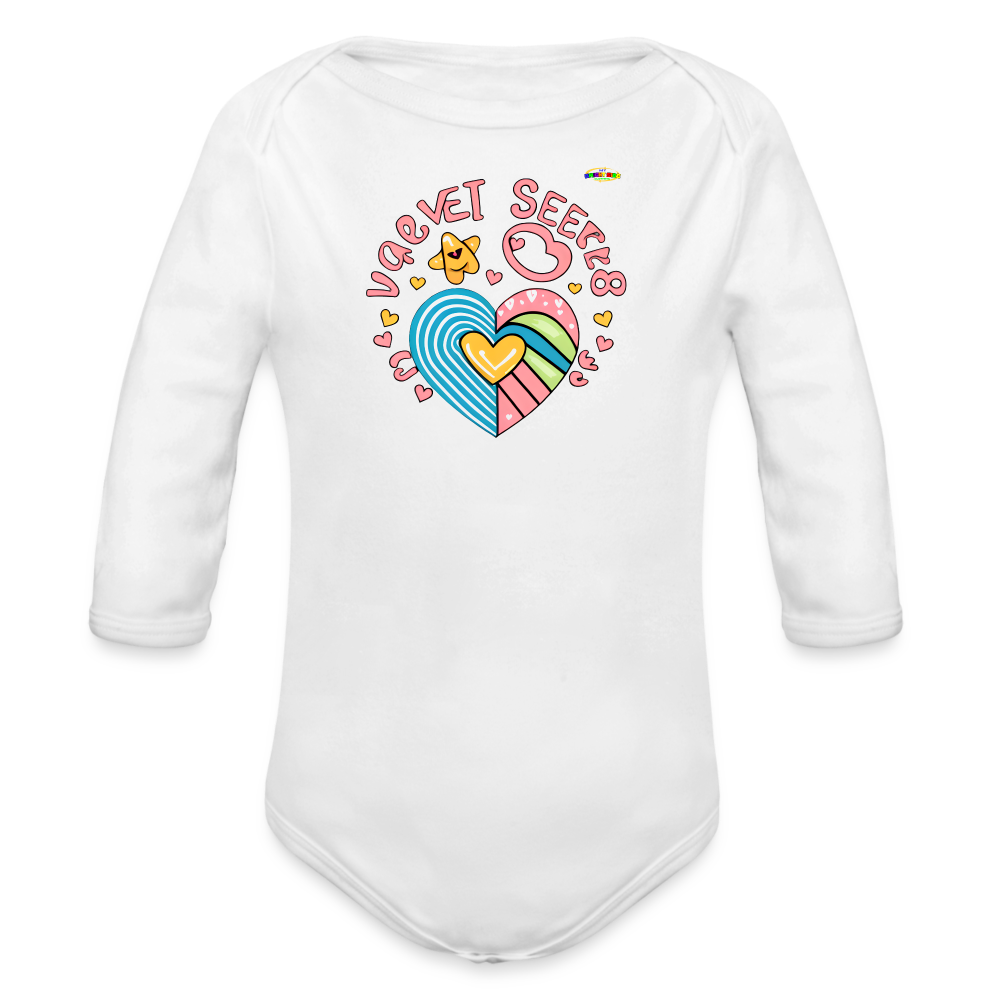 Cute Spreading Love Graphic Baby Organic long Sleeve Baby Bodysuit-mybrightsideclothing.com - white