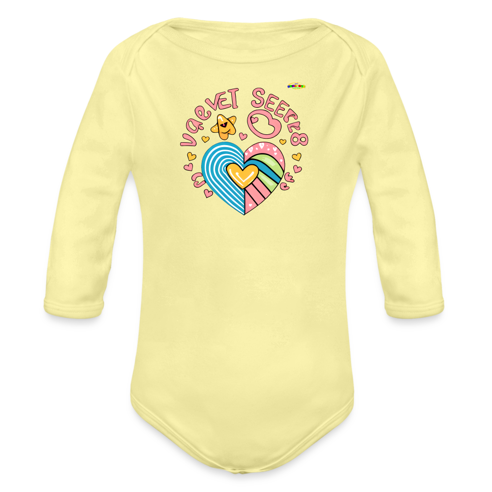 Cute Spreading Love Graphic Baby Organic long Sleeve Baby Bodysuit-mybrightsideclothing.com - washed yellow