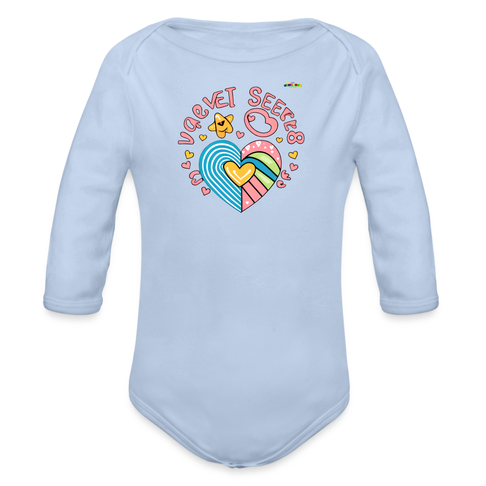 Cute Spreading Love Graphic Baby Organic long Sleeve Baby Bodysuit-mybrightsideclothing.com - sky