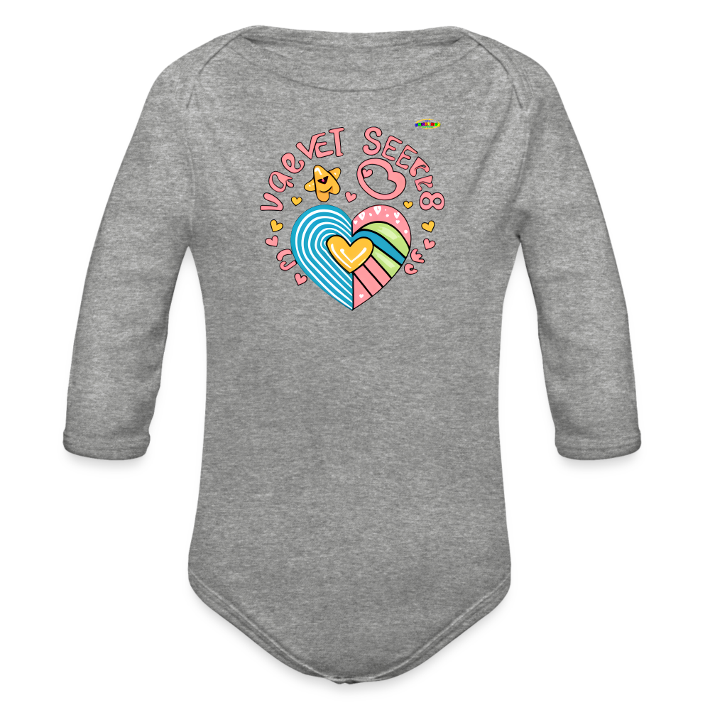 Cute Spreading Love Graphic Baby Organic long Sleeve Baby Bodysuit-mybrightsideclothing.com - heather grey