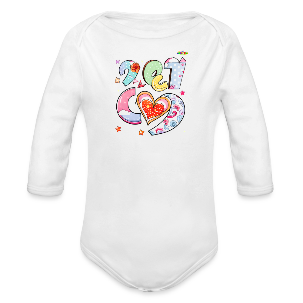 Spreading Love Graphic Baby Organic long Sleeve Baby Bodysuit-mybrightsideclothing.com - white