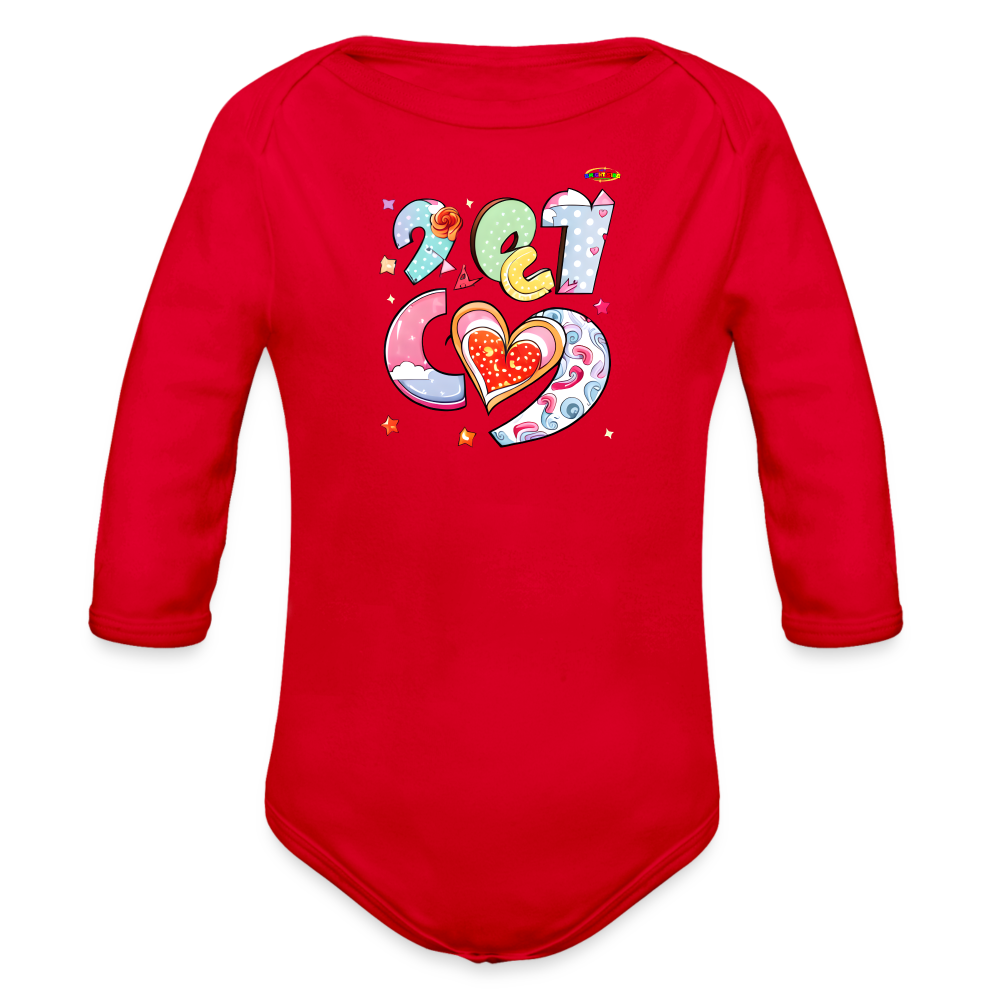 Spreading Love Graphic Baby Organic long Sleeve Baby Bodysuit-mybrightsideclothing.com - red