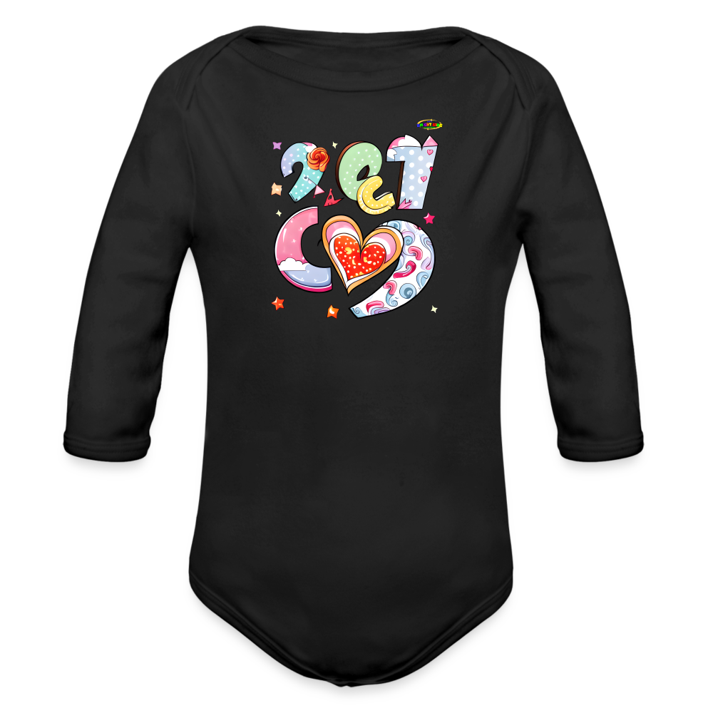 Spreading Love Graphic Baby Organic long Sleeve Baby Bodysuit-mybrightsideclothing.com - black