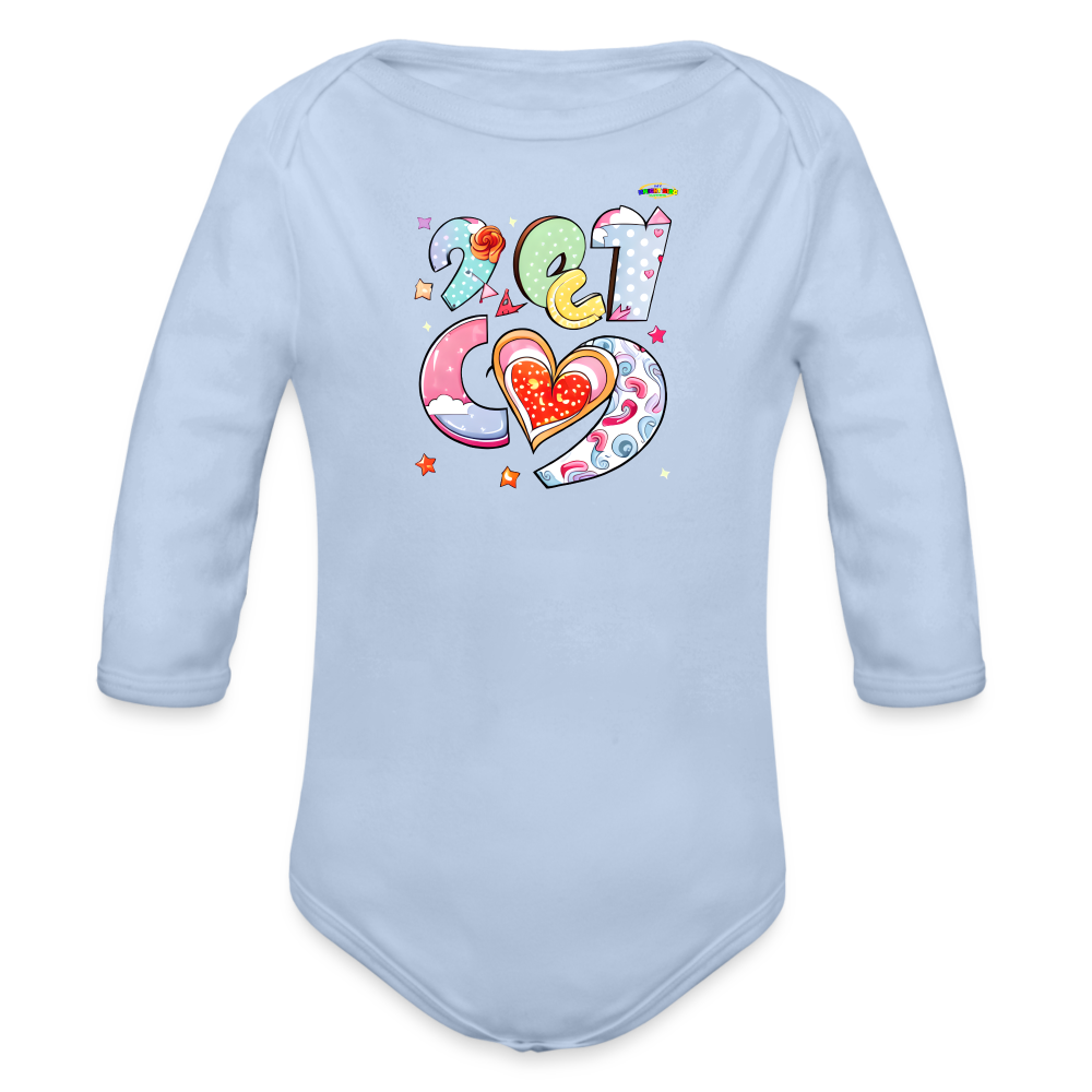 Spreading Love Graphic Baby Organic long Sleeve Baby Bodysuit-mybrightsideclothing.com - sky