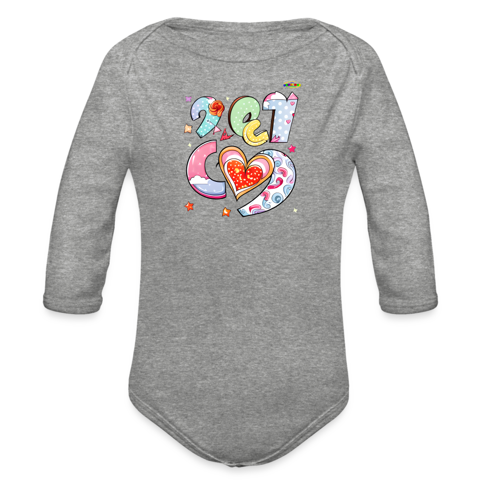 Spreading Love Graphic Baby Organic long Sleeve Baby Bodysuit-mybrightsideclothing.com - heather grey