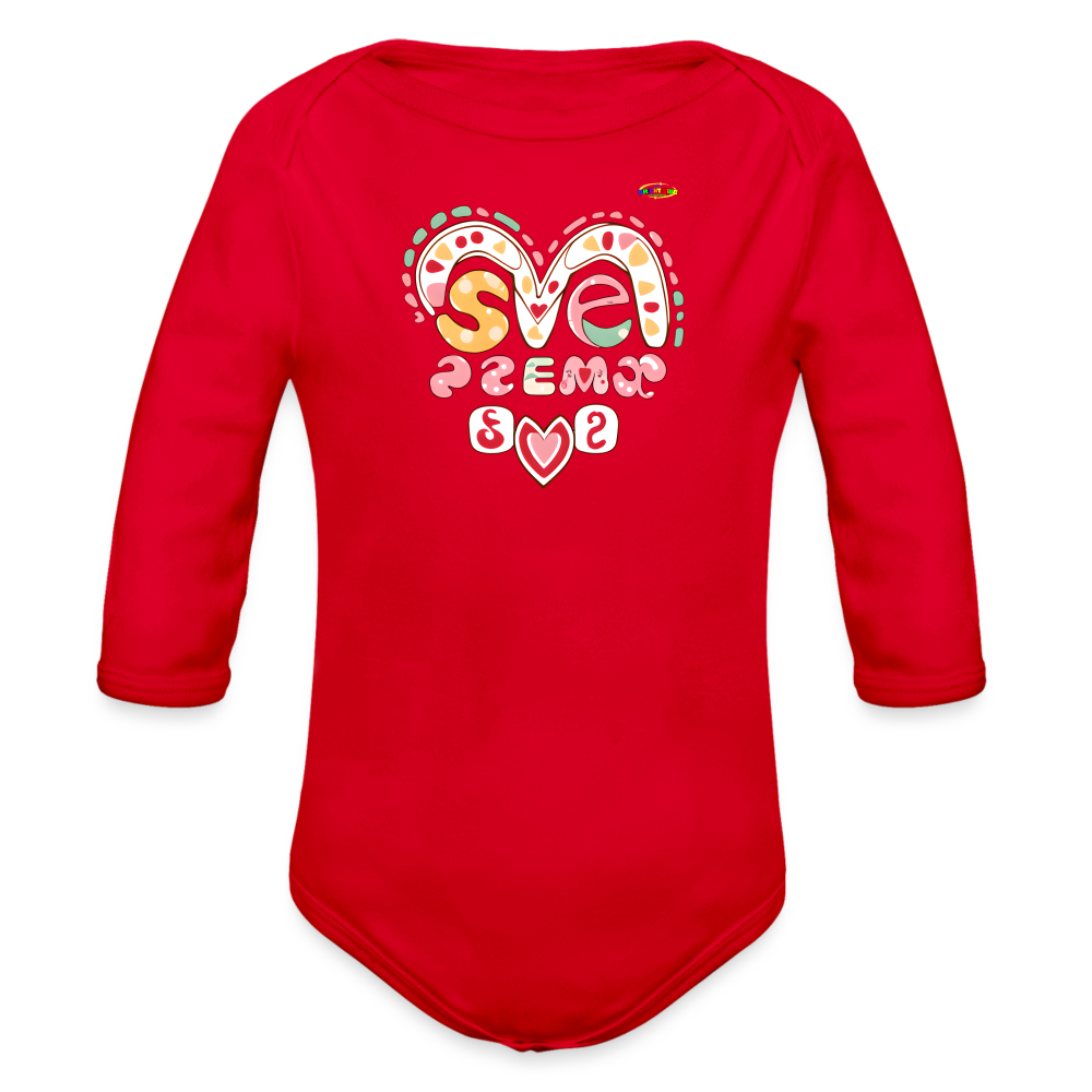 Spreading Love Graphic Baby Organic long Sleeve Baby Bodysuit-mybrightsideclothing.com - red