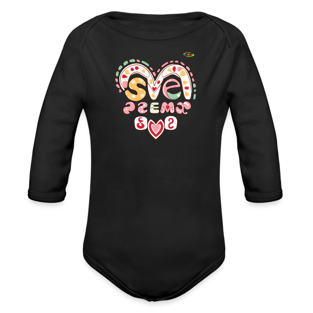 Spreading Love Graphic Baby Organic long Sleeve Baby Bodysuit-mybrightsideclothing.com - black