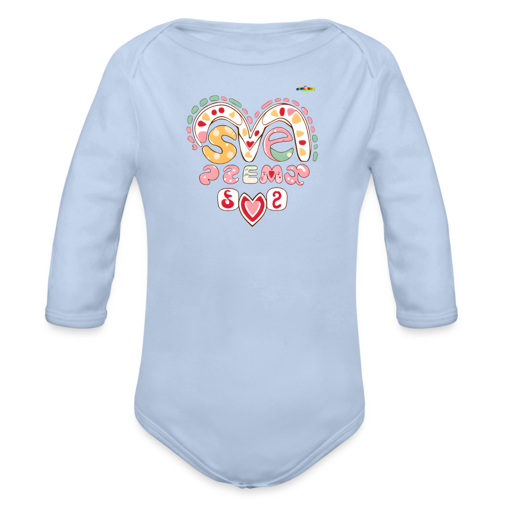 Spreading Love Graphic Baby Organic long Sleeve Baby Bodysuit-mybrightsideclothing.com - sky