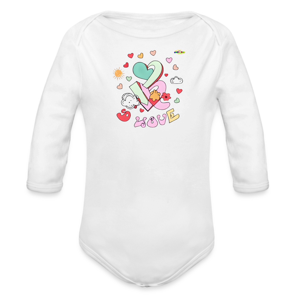 Spreading Love Graphic Baby Organic long Sleeve Baby Bodysuit-mybrightsideclothing.com - white