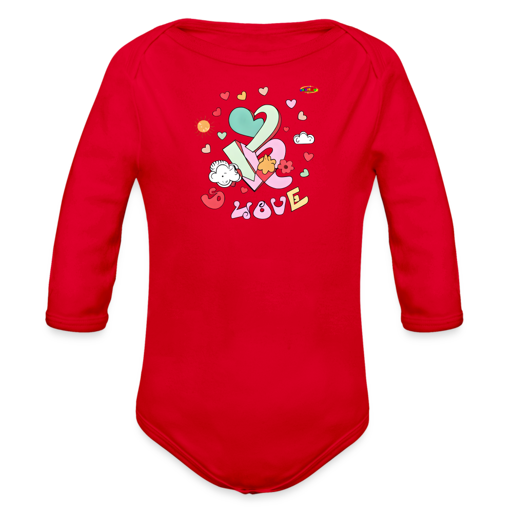 Spreading Love Graphic Baby Organic long Sleeve Baby Bodysuit-mybrightsideclothing.com - red