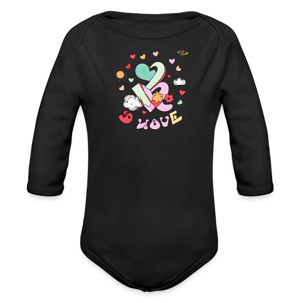 Spreading Love Graphic Baby Organic long Sleeve Baby Bodysuit-mybrightsideclothing.com - black